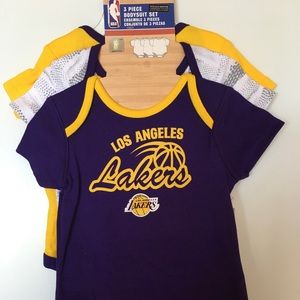 Baby LA Lakers Little Fan 3 pack onsie